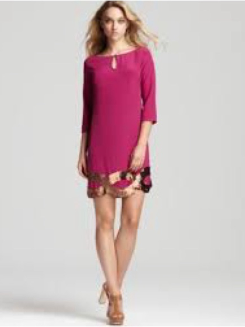 Trina Turk Daffodil Sequin Trim Silk Dress